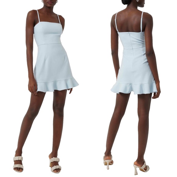 NEW FRENCH CONNECTION Light Blue DREAM WHISPER Frill Hem COCKTAIL Mini DRESS 6 - Picture 1 of 14